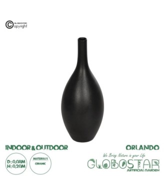 GloboStar® Artificial Garden OLRANDO 21273 Διακοσμητικό Κεραμικό Βάζo Μαύρο Π8 x Μ8 x Υ20cm